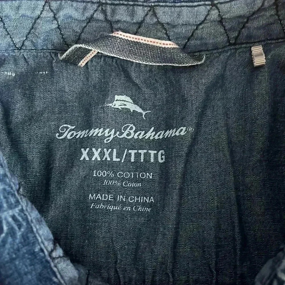 [3XL/Ptp:26”]Tommy Bahamas Pinapple Pattern Blue Collared PullOver S/S Men Shirt - Picture 3 of 7